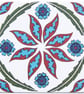 Ottoman Inspired Flower Pattern Ceramic Tile Trivet with Cork Backing - Image 2