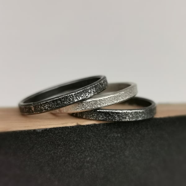 Stacking Ring (x1), Silver Black & White Rings