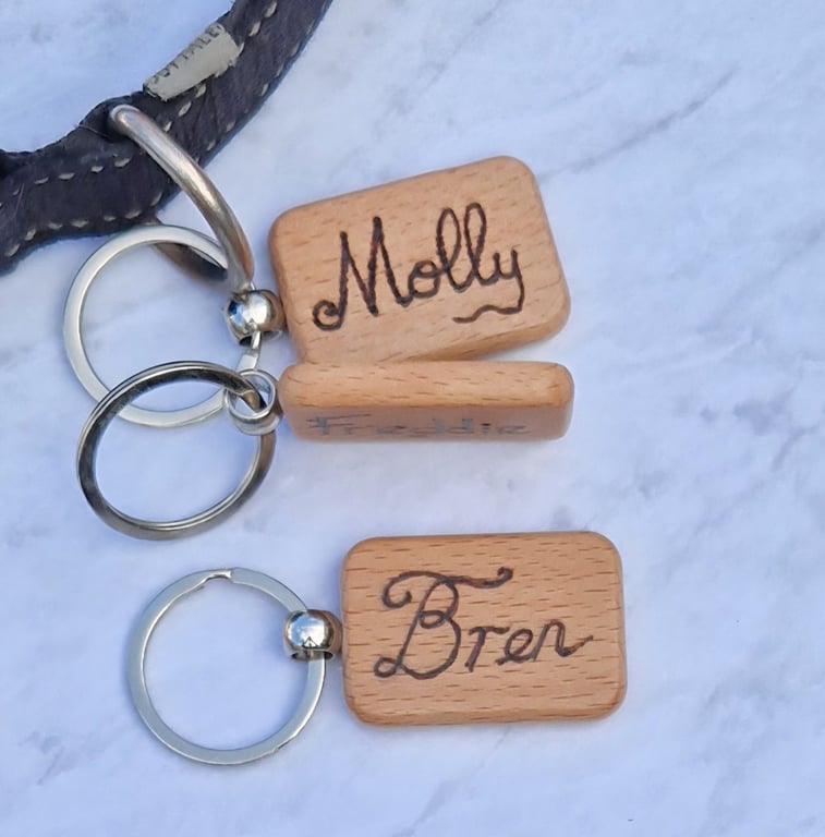 Personalised wooden dog  tag for collar or harness