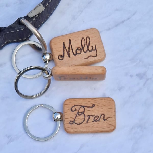 Personalised wooden dog  tag for collar or harness