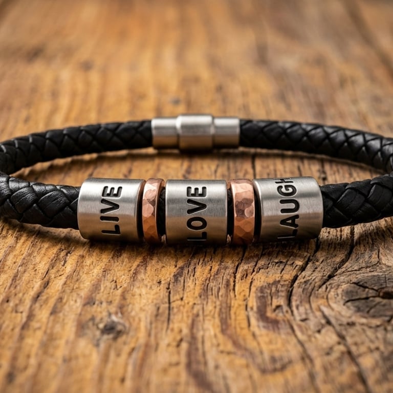 Live Love Laugh Inspirational Leather Bracelet - Gift Box -  - Free Delivery