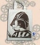 Darth Vadar Cat Tote Hand Printed Cream Mini Tote Shopping Bag - Image 1