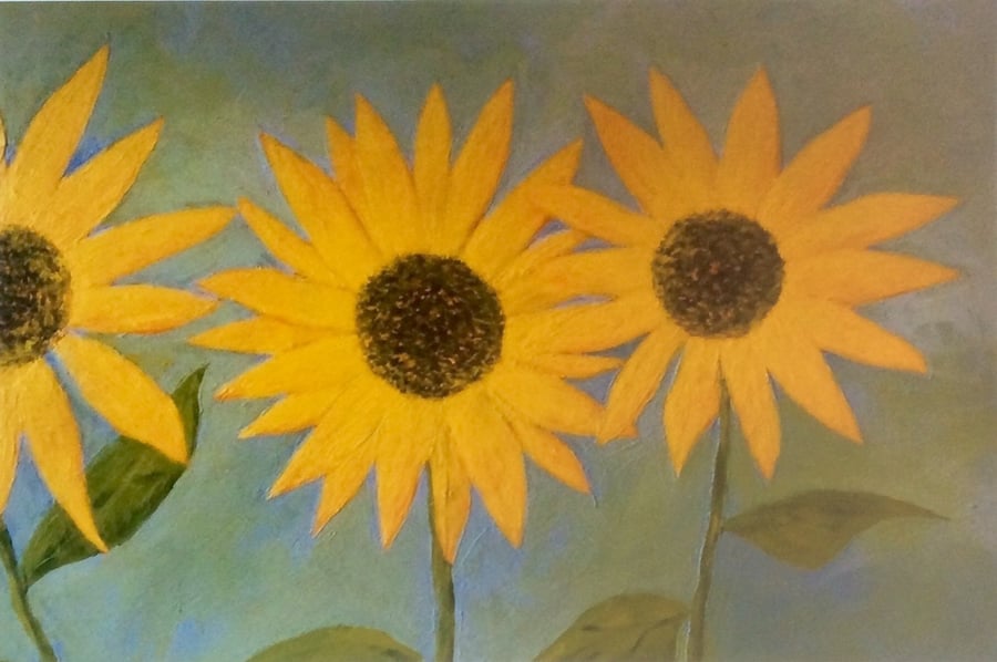 Sunflowers. Signed print. Flowers. Gardens.