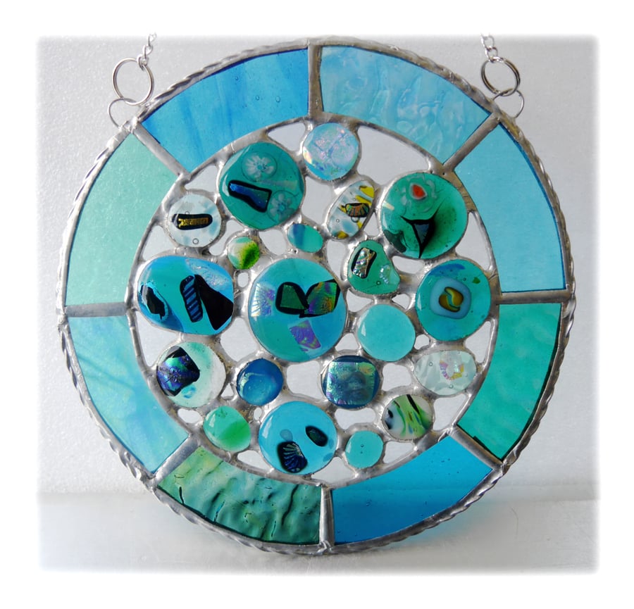Rockpool Suncatcher Stained Glass Abstract Handmade fused 018