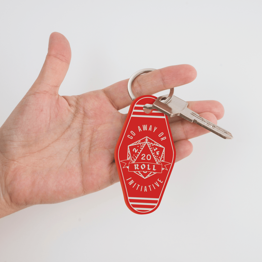 Go Away or Roll Initiative: Dungeons & Dragons Motel Keychain, RPG Lover Gift