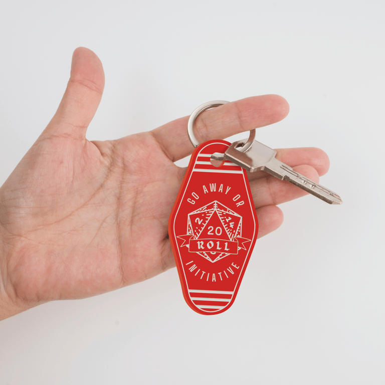 Go Away or Roll Initiative: Dungeons & Dragons Motel Keychain, RPG Lover Gift