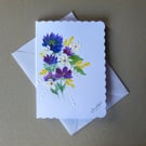 hand painted floral blank greetings card ( ref FA 510 K2 )