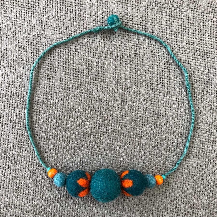 “Bottle” felt bead necklace