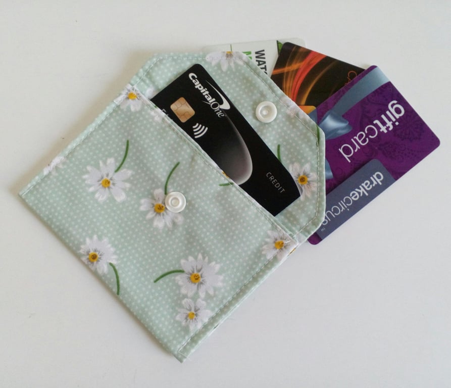 Loyalty card holder, floral purse, envelope style purse,  popper fastener