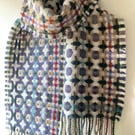 Handwoven Lambswool Scarf in Purple and Green, Golfballs