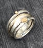 Ocean Wave Stack Ring, silver stack ring, silver and gold ring, mixed metals  - Image 10