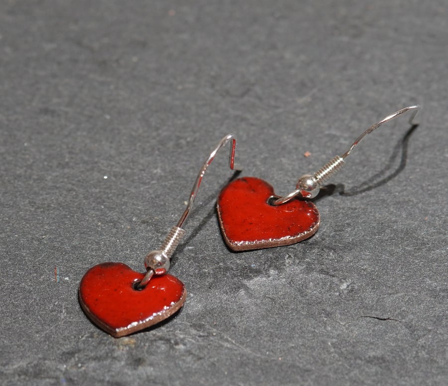 Heart shaped enamel earrings