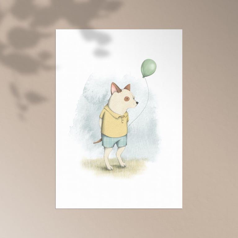 Little Dog Child Large Postcard