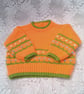 Child's Jumper with Flower Pattern at Hem and Cuffs, Baby Shower Gift, Baby Gift