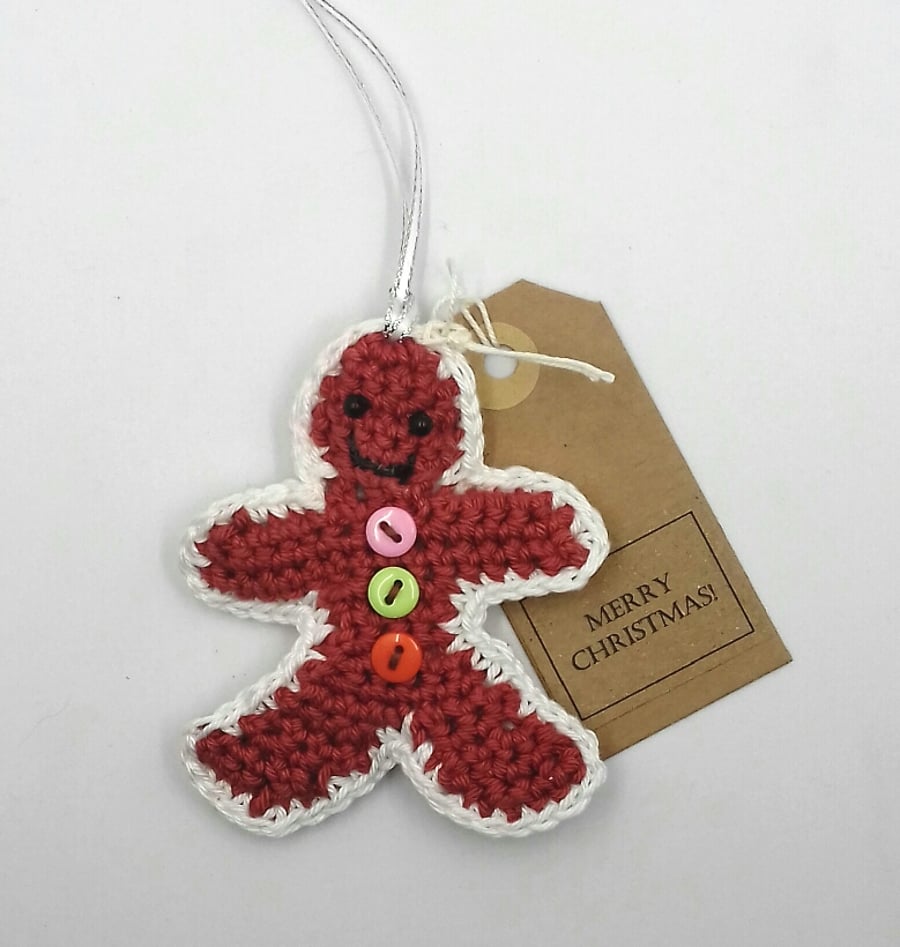 Crochet Gingerbread Man Keepsake Decoration 