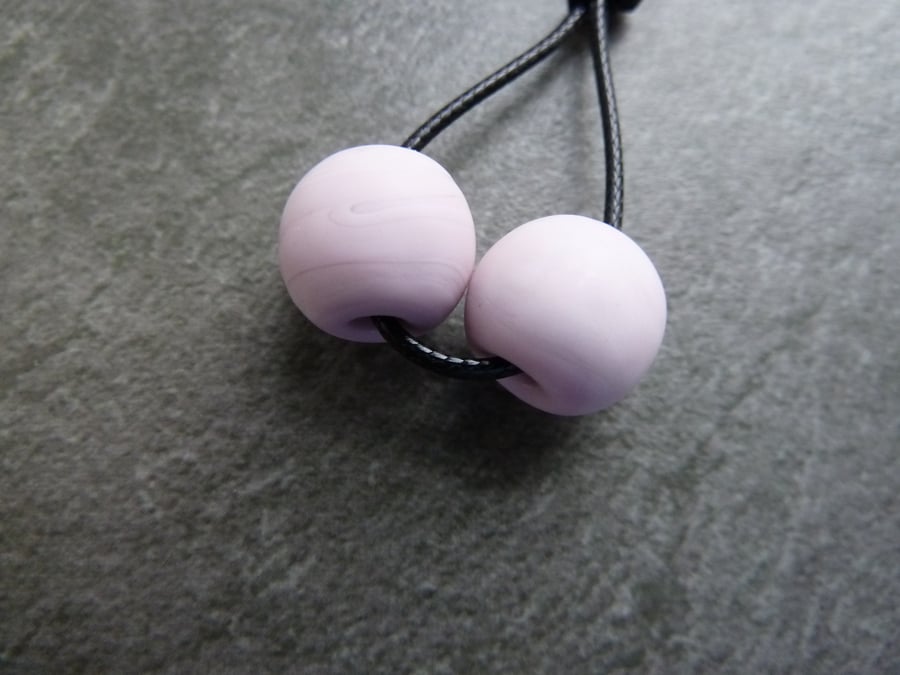 lampwork glass beads, pink sphere pair