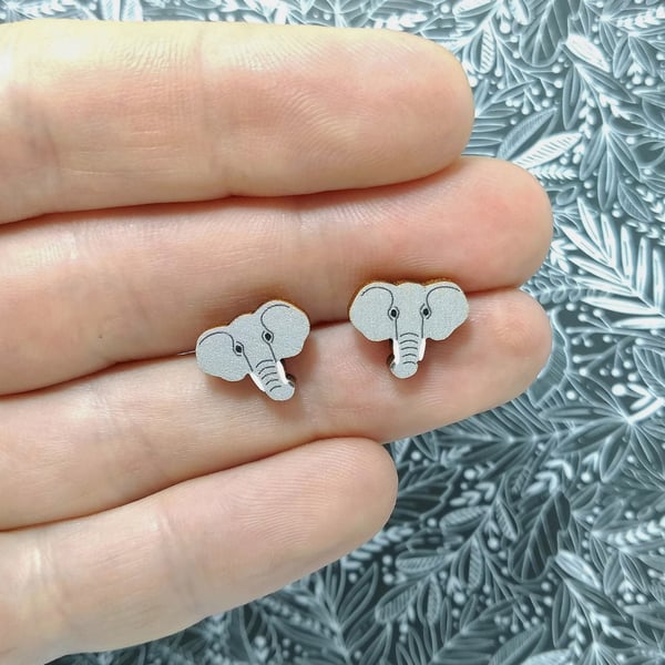 Elephant Stud Earrings, Animal Jewellery, Silver Plated or Sterling Silver Backs