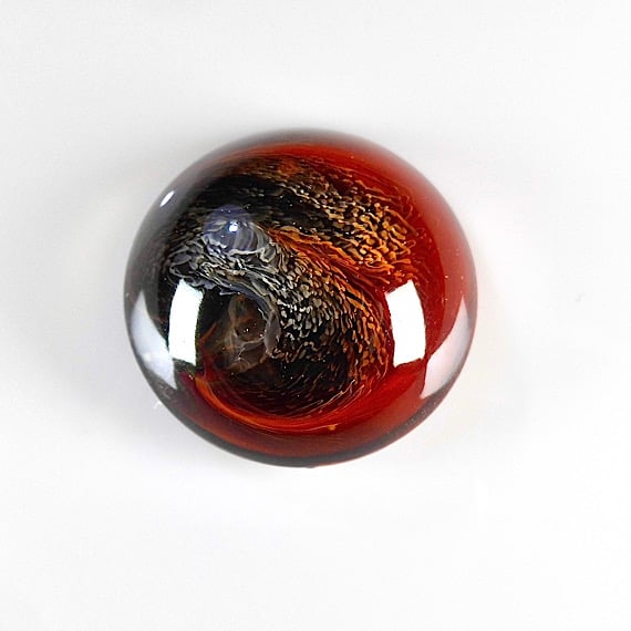 Large Fantasy Round Fire Cabochon in Brown & Orange, hand made cabochons