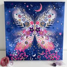 Celestial Butterfly- printed canvas- hand finished with gold leaf