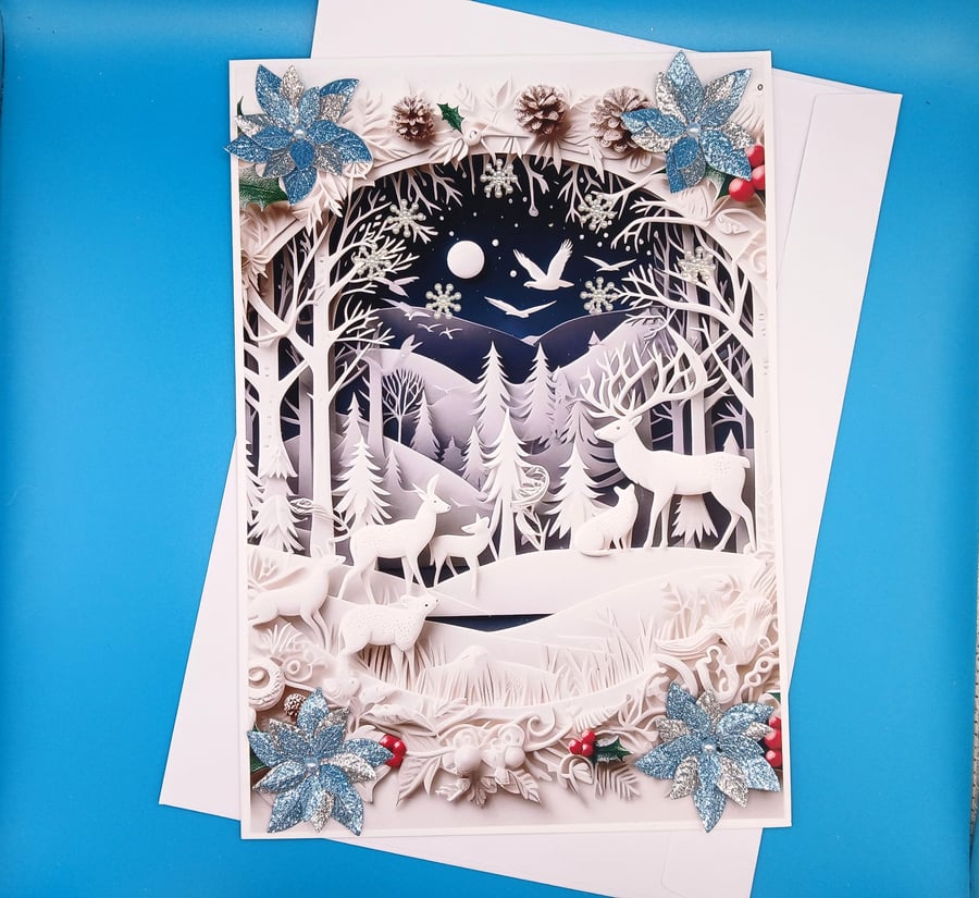 Extra Large Christmas Card, 21 x 29 cms x 8 x 11.50, Handmade