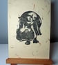 Hippo Open Edition Hand-Pulled Linocut Print Cream - Image 1