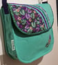 Mint green handbag with green and violet leaves  - Image 5
