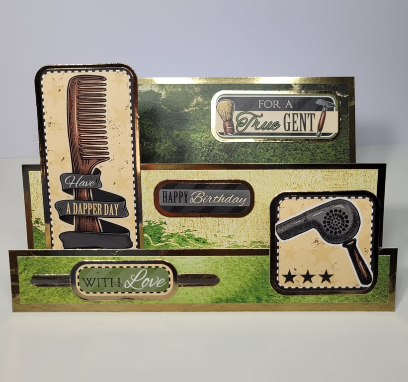 Birthday Card for Him - Masculine 'For a True Gentleman' Handmade Card 