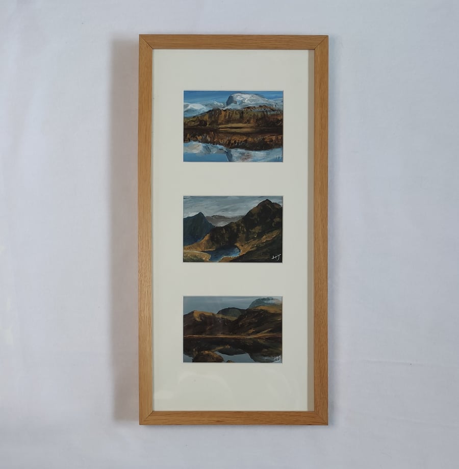 The Three Peaks, Triptych of UKs Highest Mountains Original Paintings