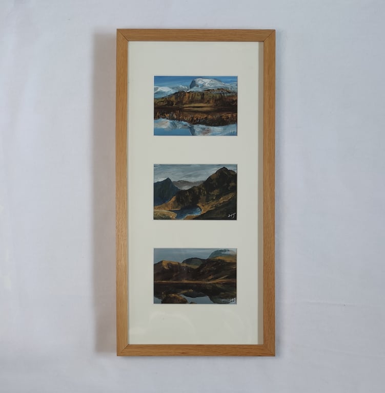 The Three Peaks, Triptych of UKs Highest Mountains Original Paintings
