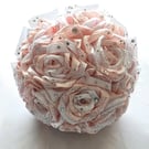 Handmade Wedding Bridal Bouquet – White & Blush Pink Satin Roses with Crystals
