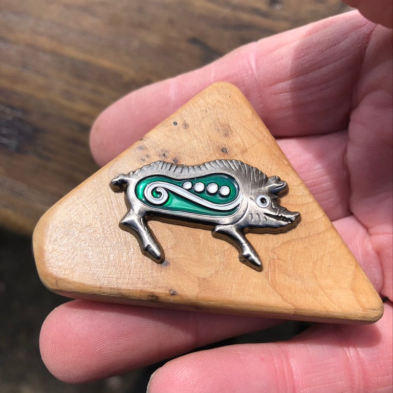 Pagan Boar Yew Brooch