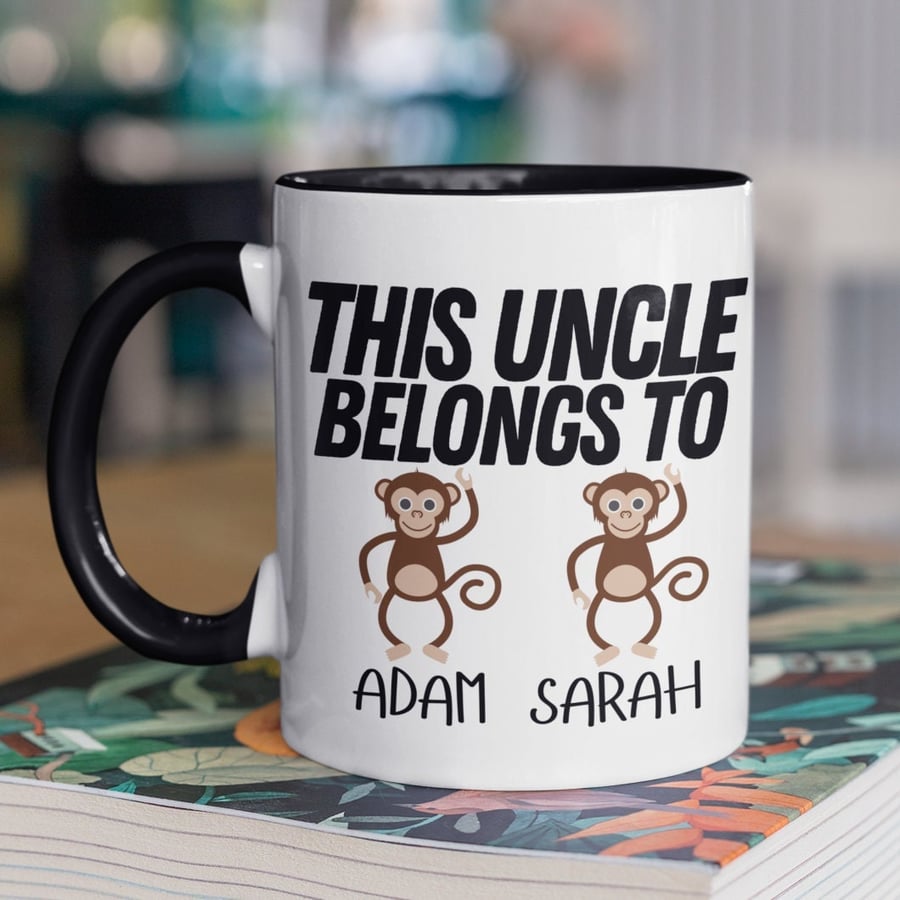 This Uncle Belongs To Mug Personalised Customised Uncle Gift Niece Nephew 