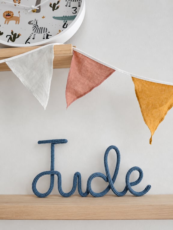 Jude knitted wire name nursery decor 