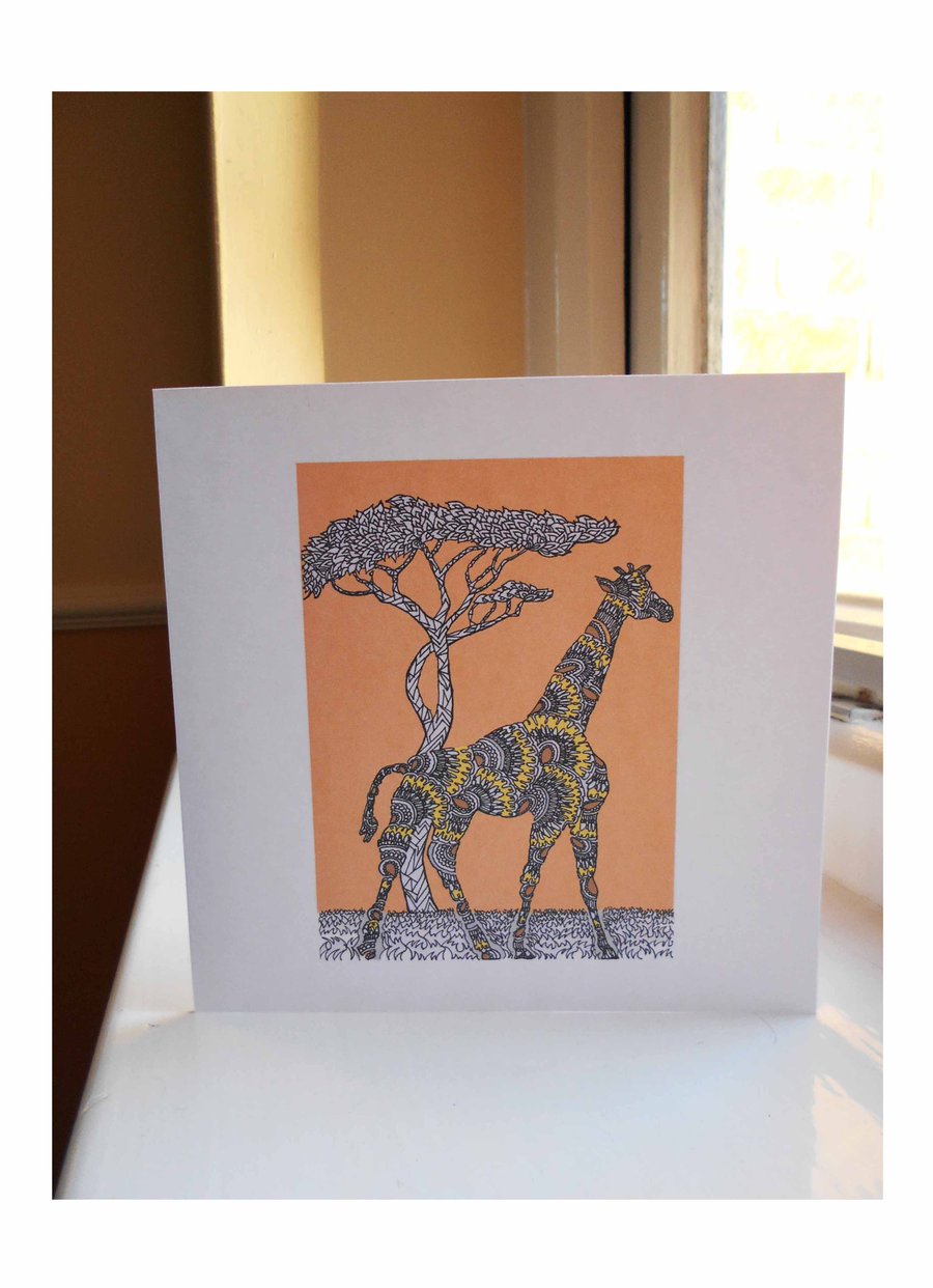 Handdrawn Giraffe Greeting Card