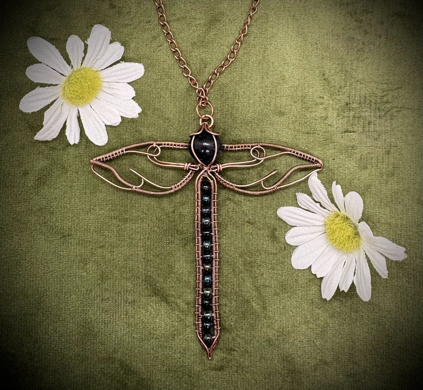 Antique copper wire wrapped Dragonfly