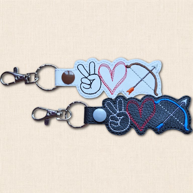 Archery Keyring - Peace Love Bow and Arrow Bag Charm