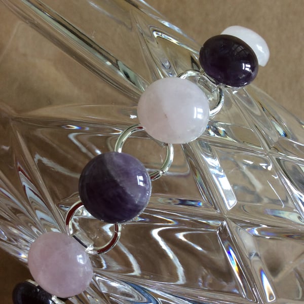 Amethyst and rose quartz bracelet  (0442)