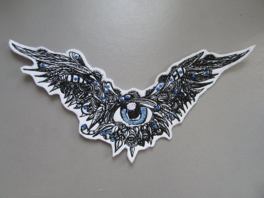 Mystic winged eye Embroidered Sew on Applique Patch