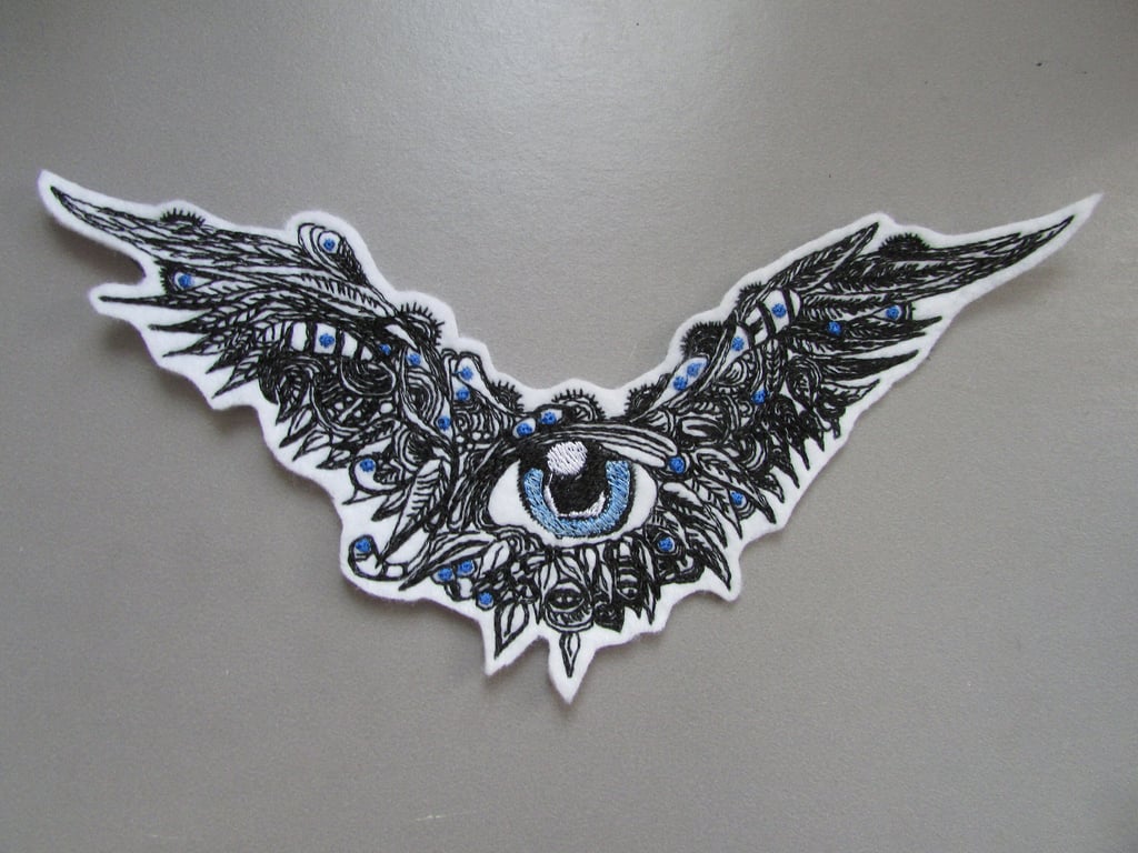 Mystic winged eye Embroidered Sew on Applique Patch