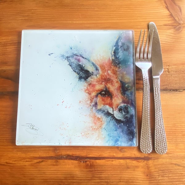 Fox Glass Trivet, Table Mat, Placemat, Pot Stand, Hot Plate, Table Protector. Wi
