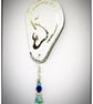 Small glass bead earrings with blue crystal beads  on Silver  plated hooks. - Image 4