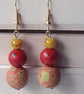 Mustard and red dangly polymer clay earrings - Image 4