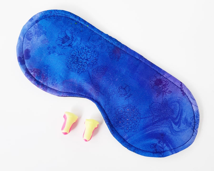 Blue Ombre Sleep Mask, Adjustable, made with all natural fabrics - Free P&P