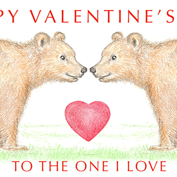 Bears Nose to Nose - Valentine Card