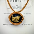 Handmade Wren Wildlife Pendant - Cast in Gold Resin, Polished Walnut Shell