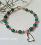 Green & Pink Faceted Quartzite Heart Bracelet - Image 4