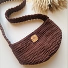 Crochet Crossbody Bag In Chocolate Brown