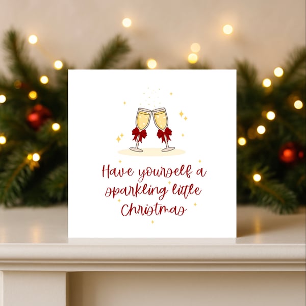 Fun Drinks Christmas Card, Fun Christmas Greeting Card.