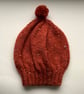 SLOUCH HAT  with pom-pom .'Delphine' . Wool blend .Russet .Tweed. - Image 4