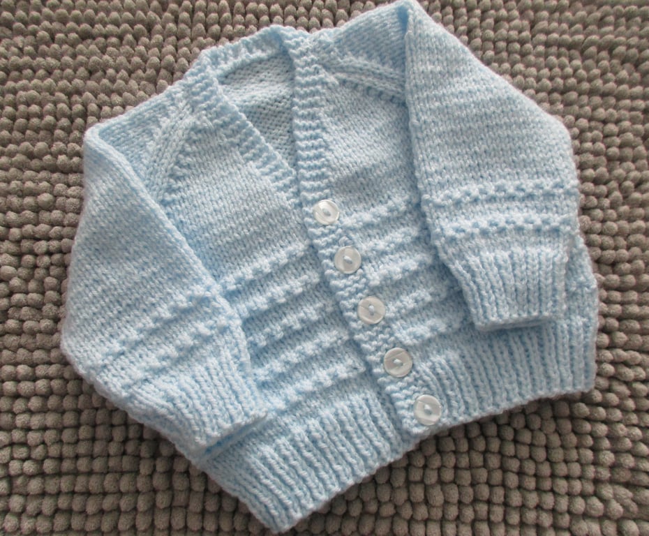 16"  Baby Boys V Neck Patterned Cardigan
